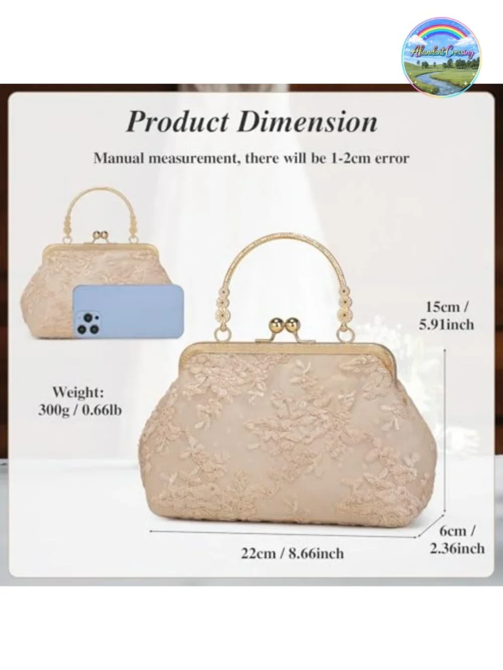 Lace Floral Clutch Evening Bag with Detachable Chain Wedding Party